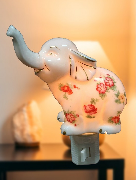 Porcelain Elephant Night Light With Gift Box